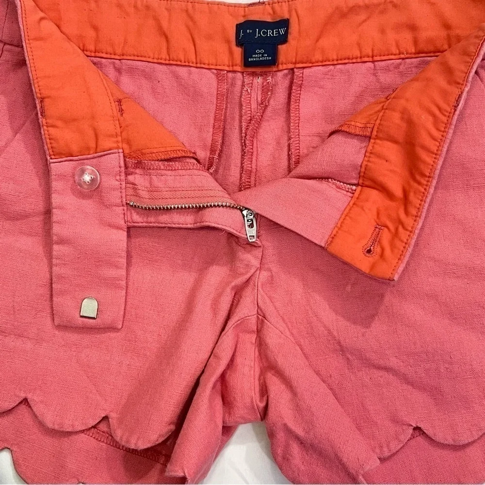 J Crew Factory Coral Orange Scalloped Hem Shorts Size 00